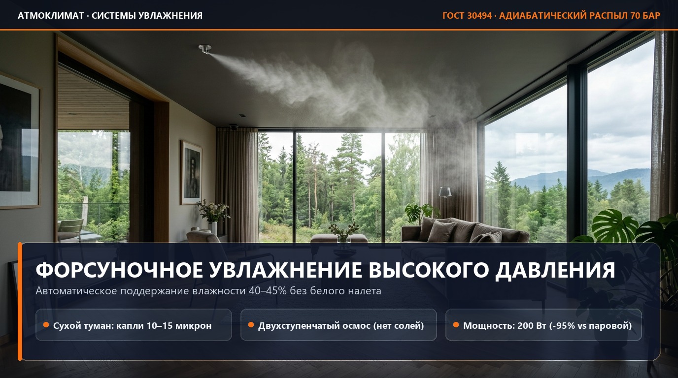 Форсуночное увлажнение 70 бар против моек воздуха: почему для загородного дома нужен прямой распыл