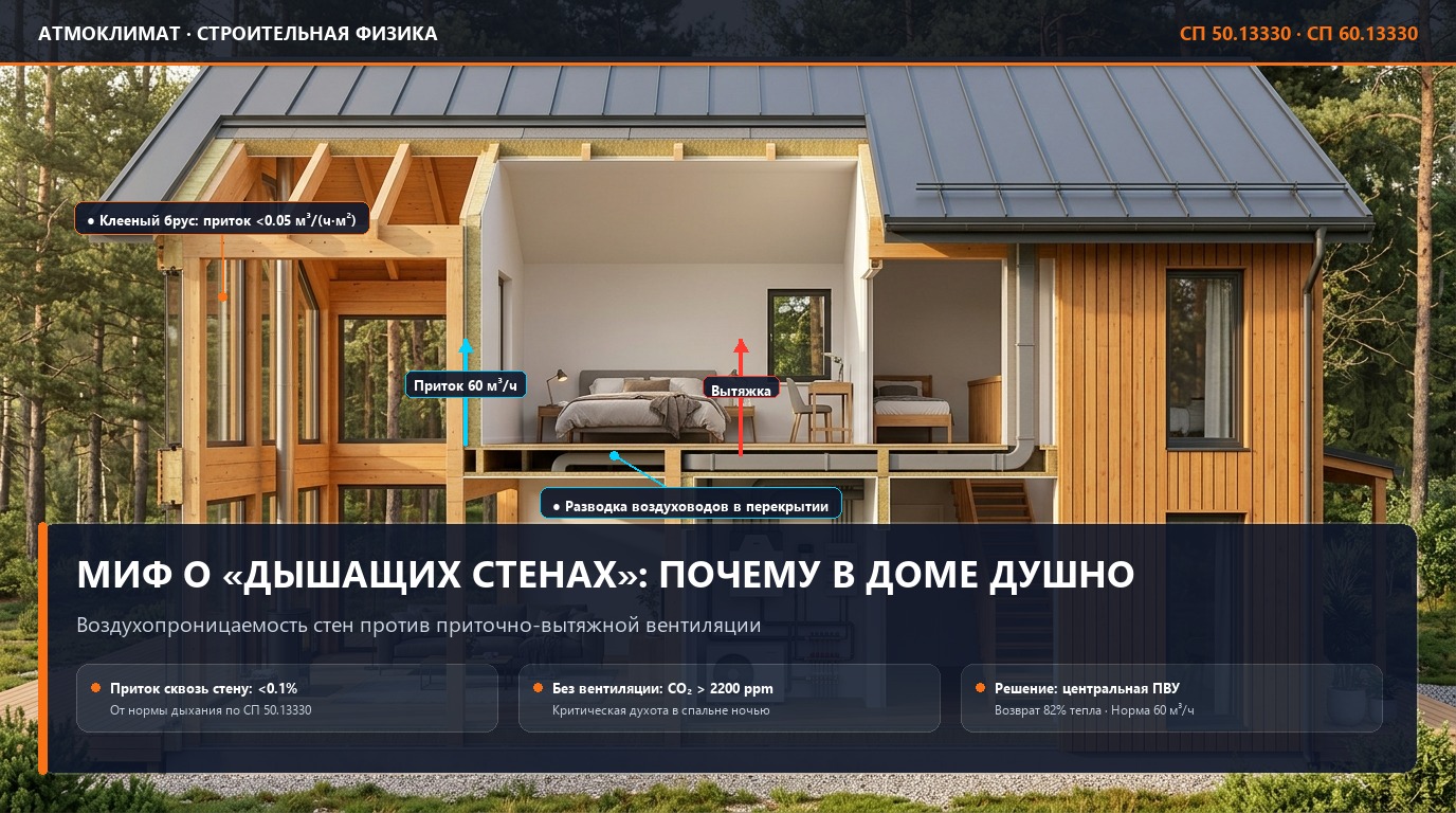 Миф о «дышащих стенах»: почему в доме из бруса или газобетона душно без вентиляции