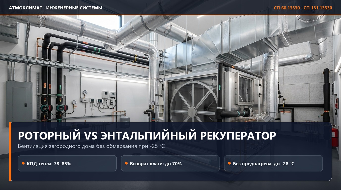 Роторный или энтальпийный рекуператор: какая вентиляция не замерзнет в Подмосковье при -25°C