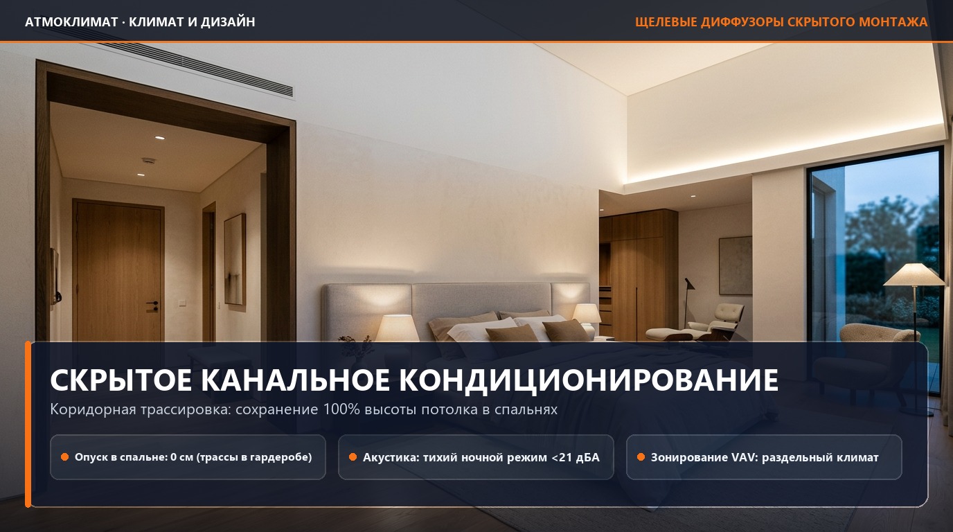 Скрытое канальное кондиционирование в загородном доме: как сохранить высоту потолков в спальнях